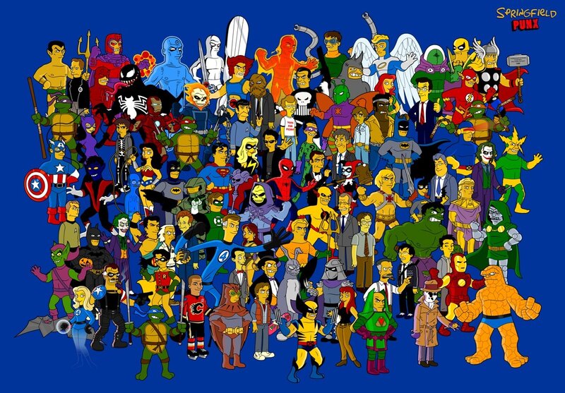 Superheroes in Springfield style