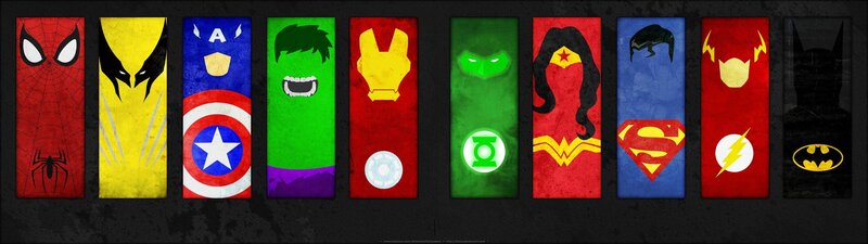 Superheroes in Vertical Panels — Red