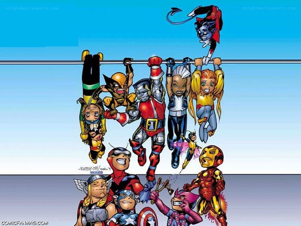 Superheroes on a bar