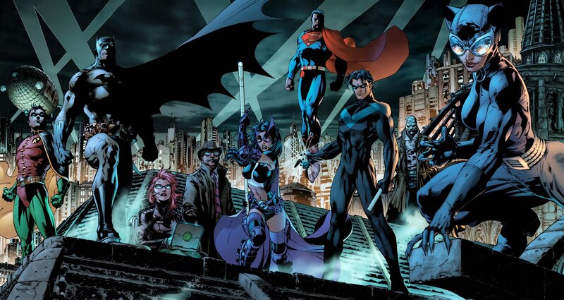 Superheroes on Rooftop — Black, Dramatic