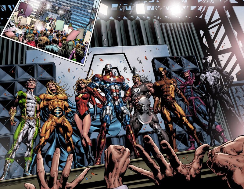 Superheroes on Stage — Blue, Dramatic