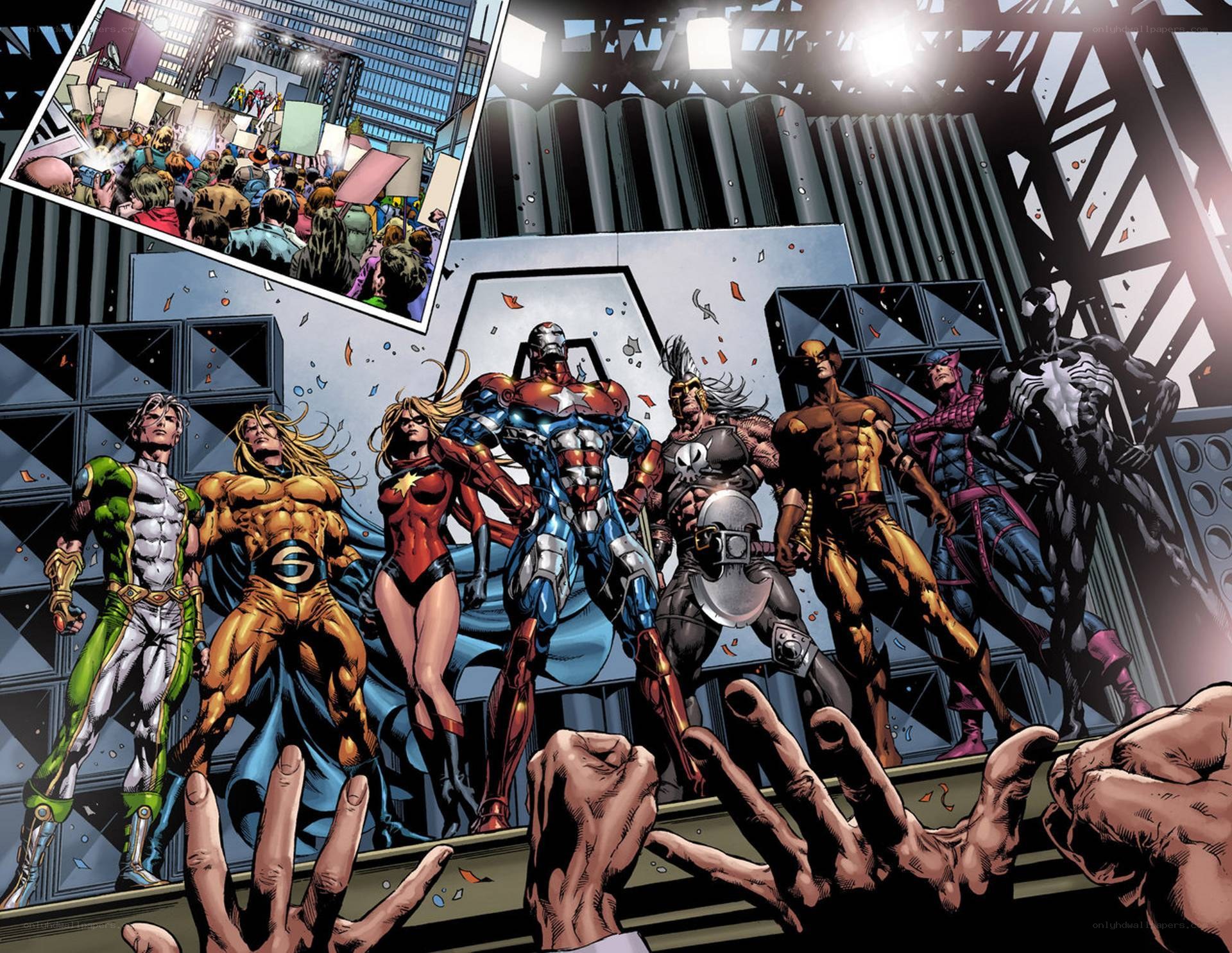 superheroes on stage
