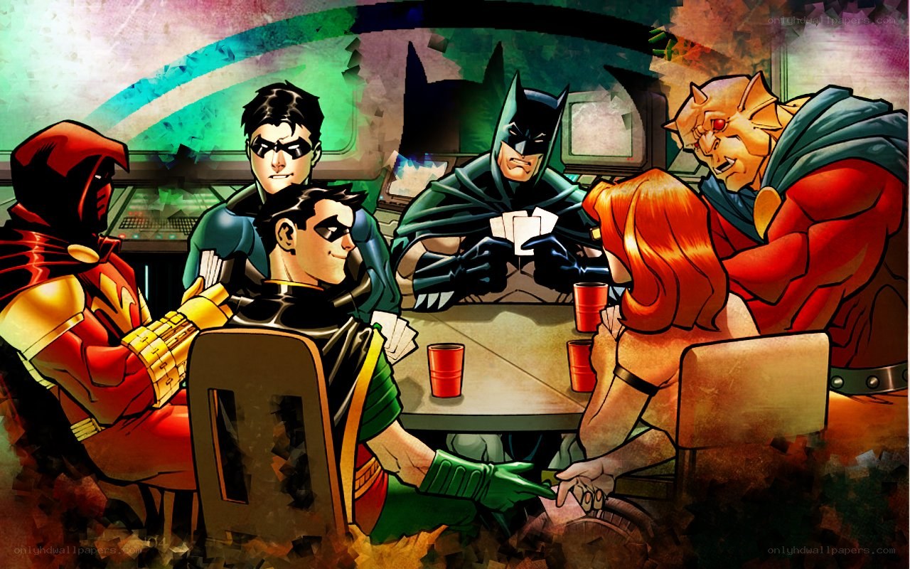 Superheroes playing cards