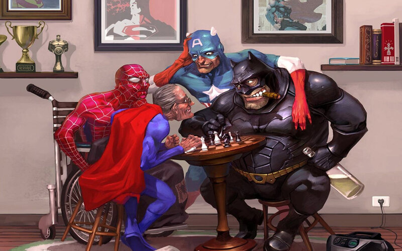 Superheroes Playing Chess — Red
