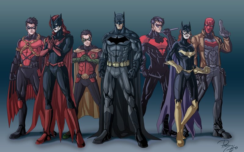 Superheroes Standing Together — Black, Dramatic, Digital Art, Costumes