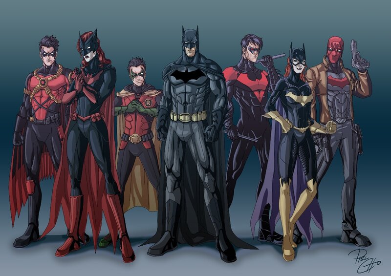 Superheroes Standing Together — Black, Dramatic, Digital Art