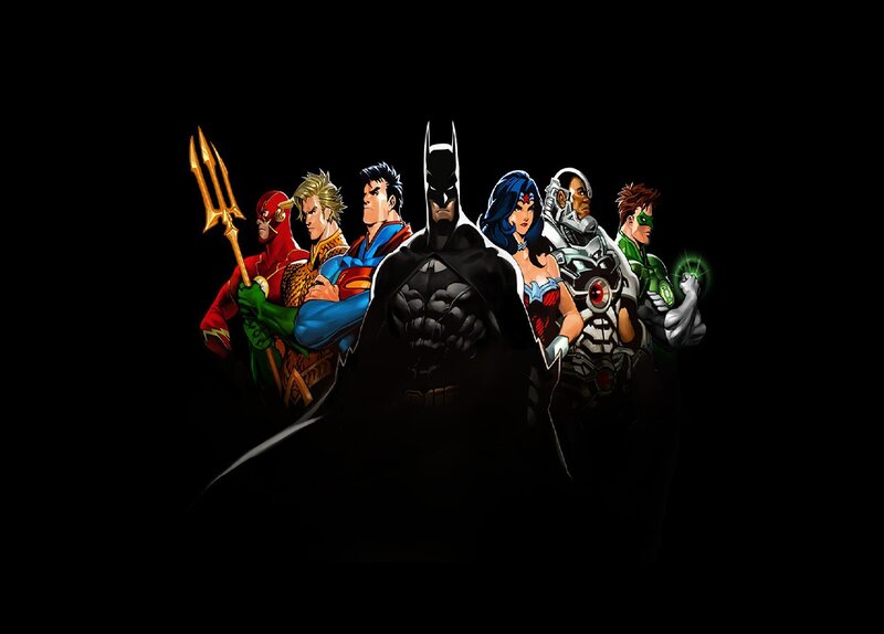 Superheroes Standing Together — Black, Dramatic, Night