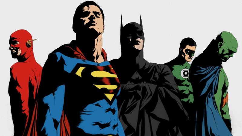 Superheroes Standing Together — Blue, Dramatic, Comic, Superman