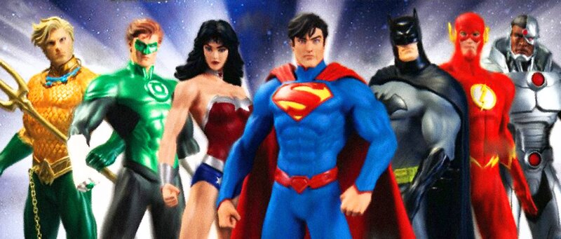 Superheroes Standing Together — Blue, Dramatic, Digital Art