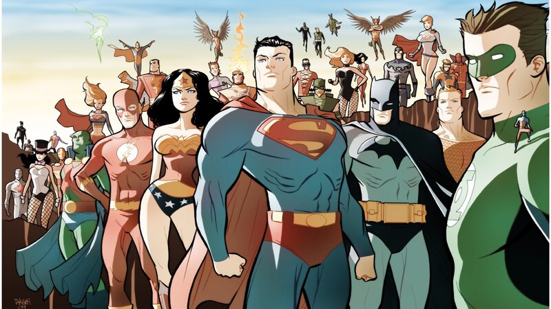 Superheroes Standing Together — Blue, Heroic
