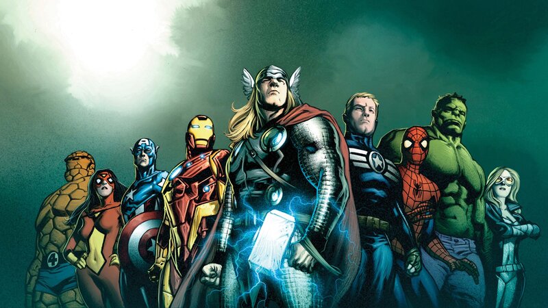 Superheroes Standing Together — Green, Dramatic, Comic, Thor