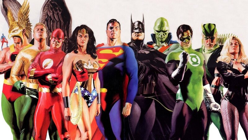 Superheroes Standing Together — Red, Heroic