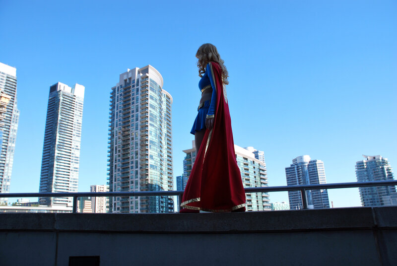 Superheroine on a rooftop