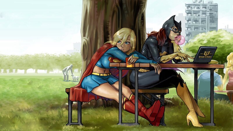 Superheroines at Table — Blue