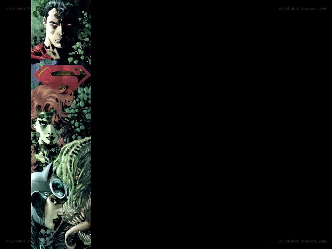 Superman and allies in foliage