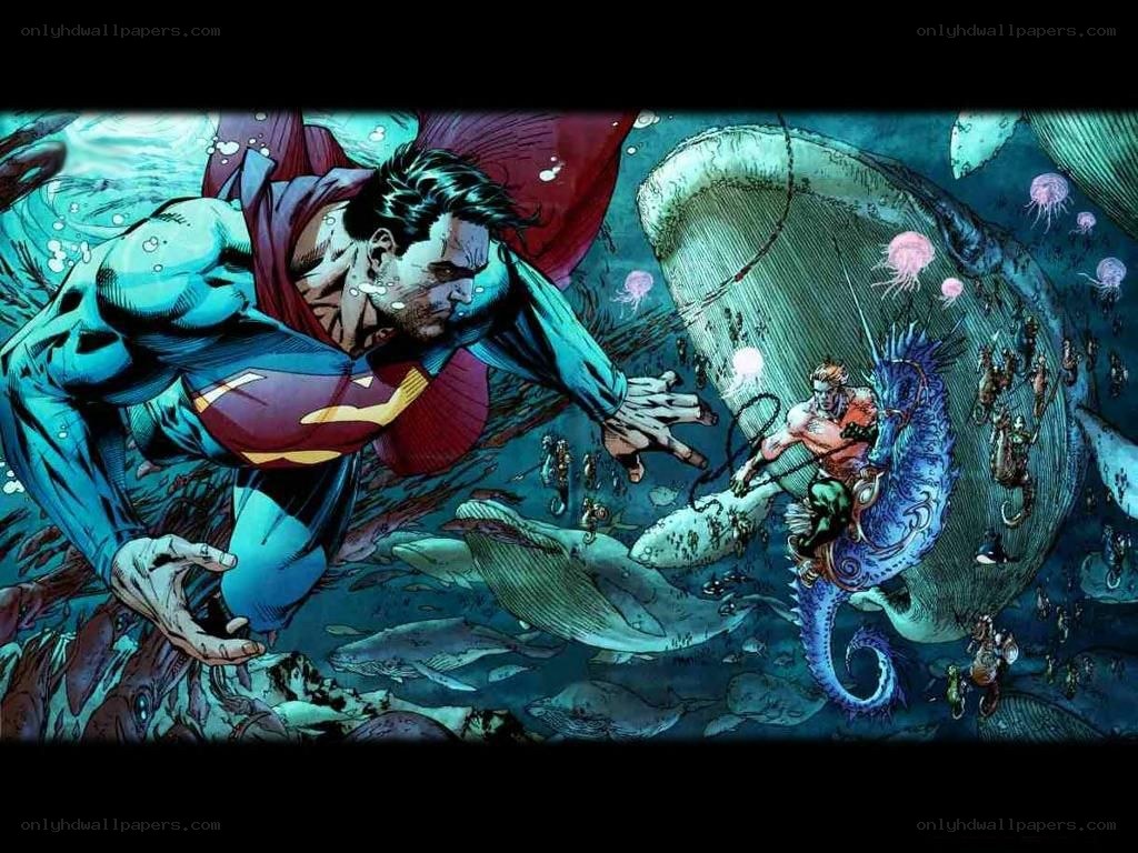 Superman and Aquaman underwater