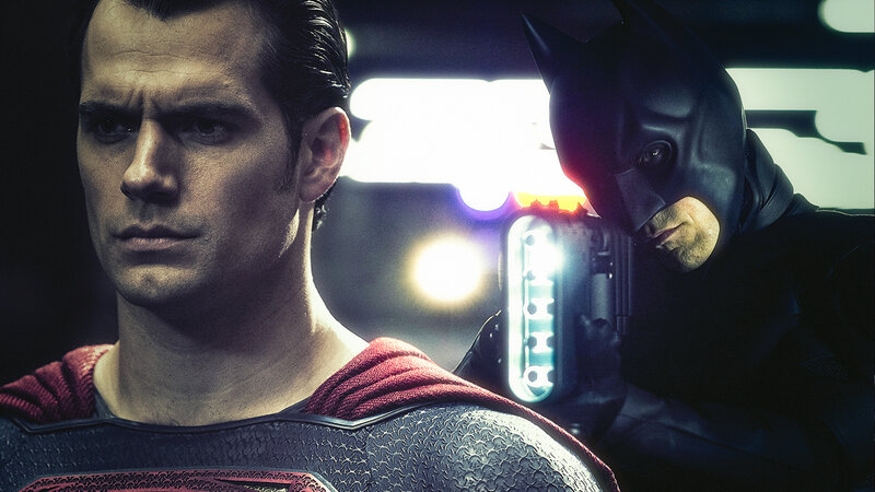 Superman and Batman — Black, Dramatic, Night
