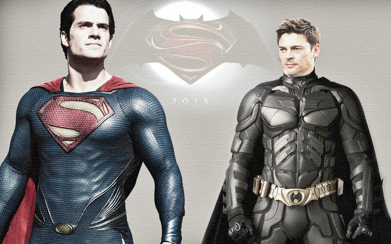 Superman and Batman — Blue, Dramatic, Digital Art