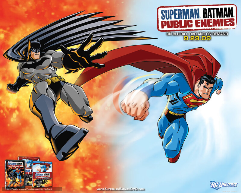 Superman and Batman Flying — Red