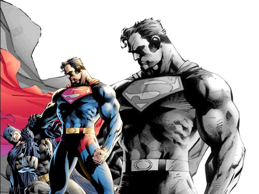 Superman and Batman in action