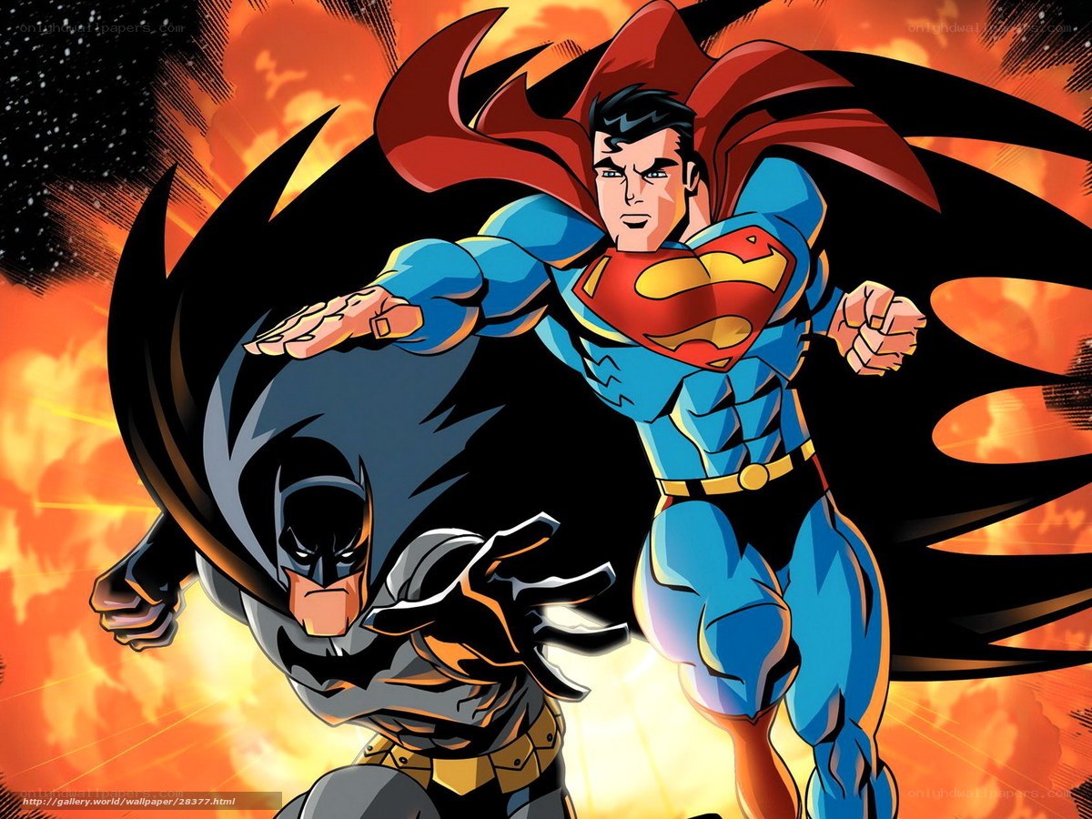 Superman and Batman in action