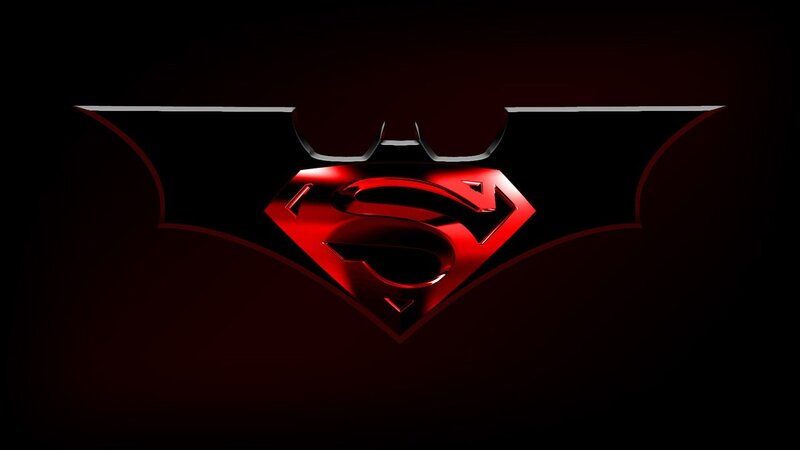Superman and Batman Logo — Red, Dramatic