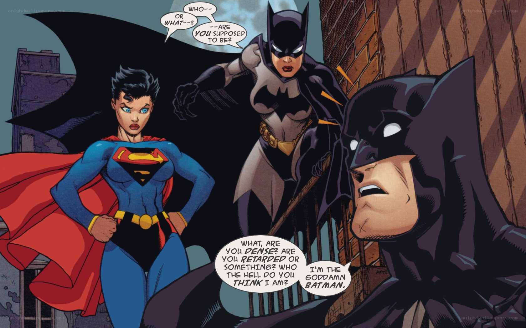 Superman and Batwoman confront Batman