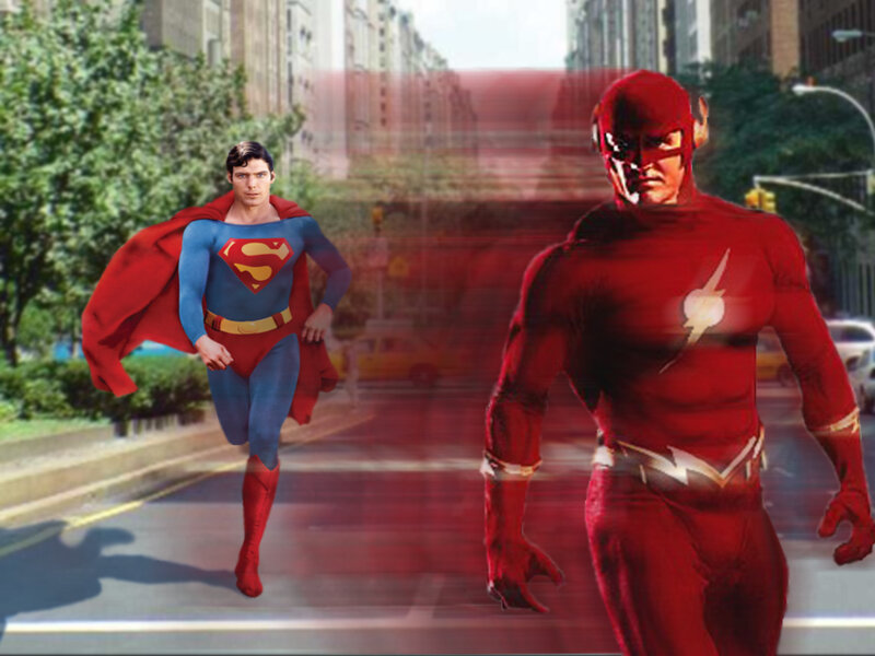 Superman and Flash Running