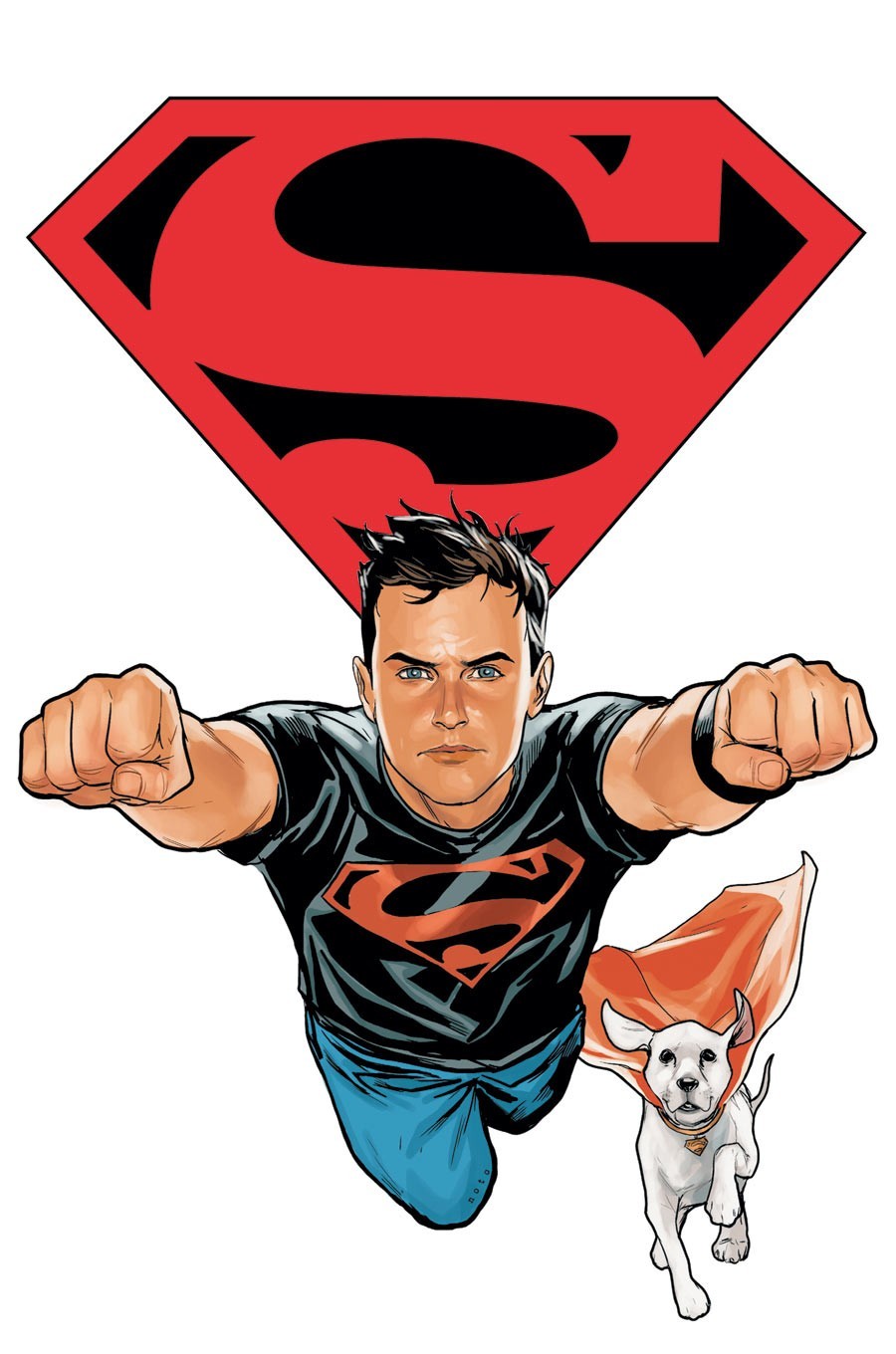 Superman and Krypto in flight