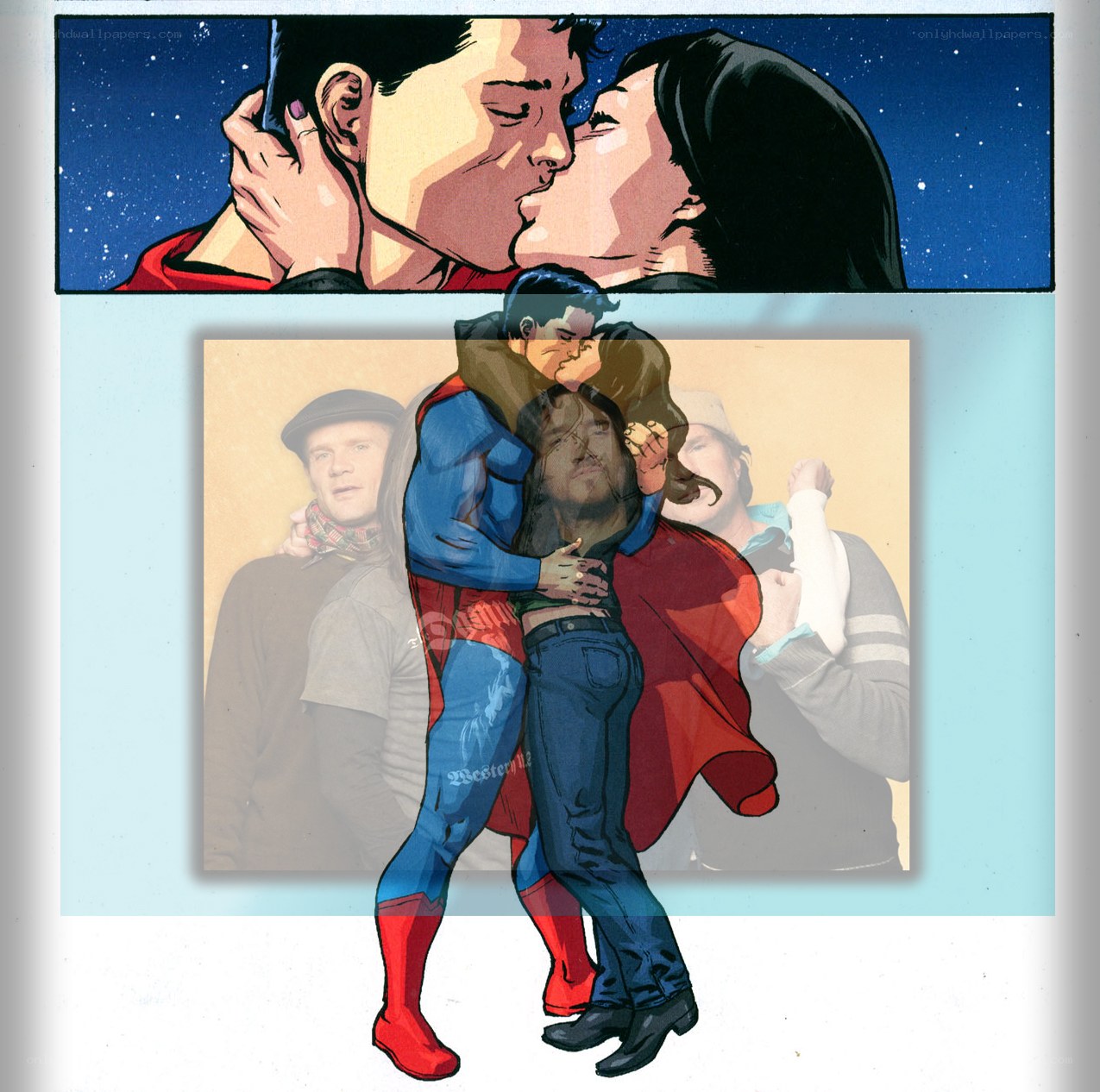Superman and Lois kissing