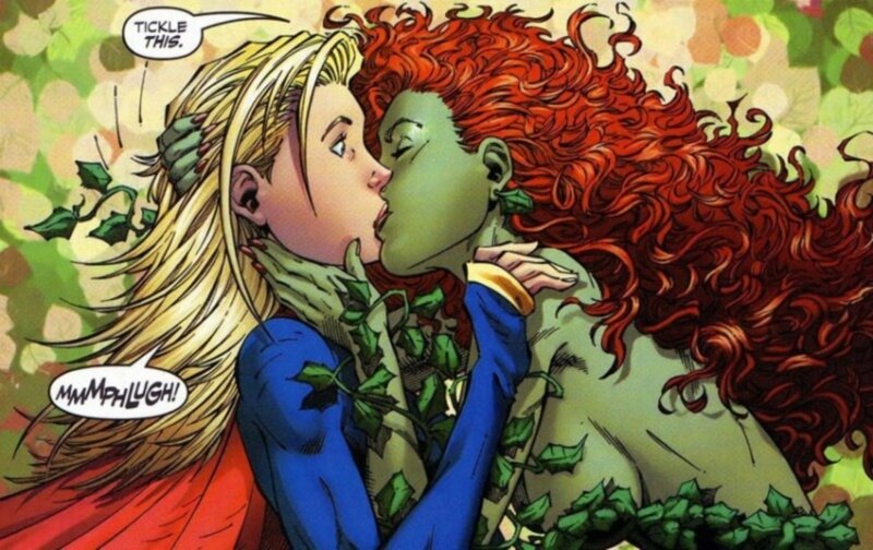 Superman and Poison Ivy kiss