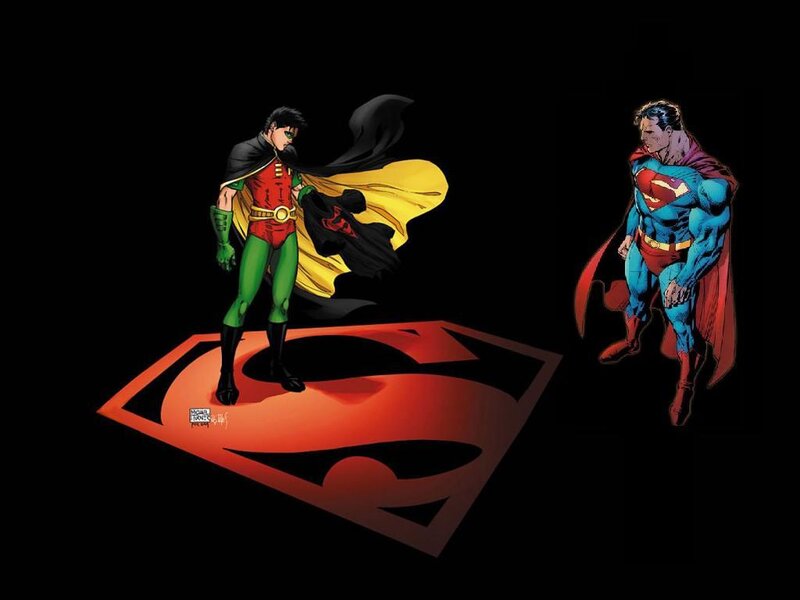 Superman and Robin standing