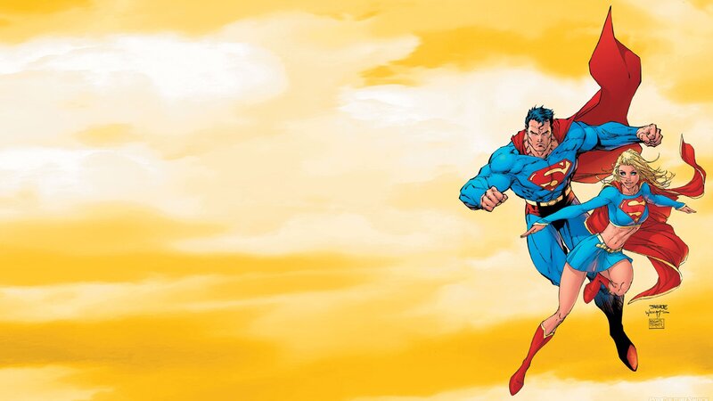 Superman and Supergirl Flying — Yellow