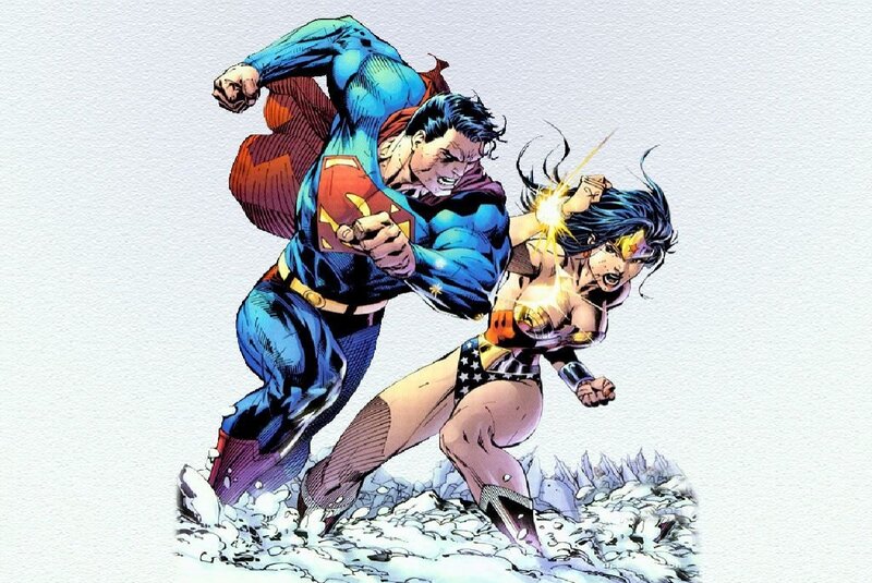 Superman and Wonder Woman — Blue, Dramatic