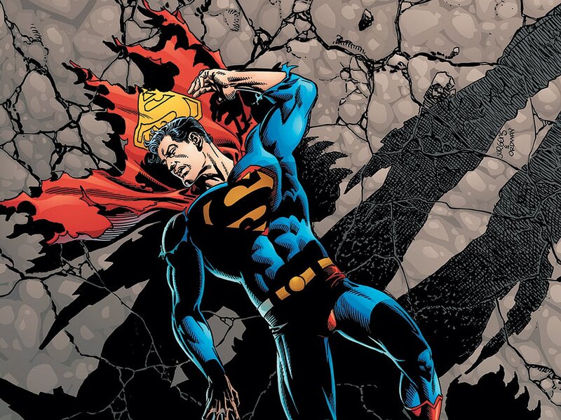 Superman Breaking Through Wall — Blue, Dramatic
