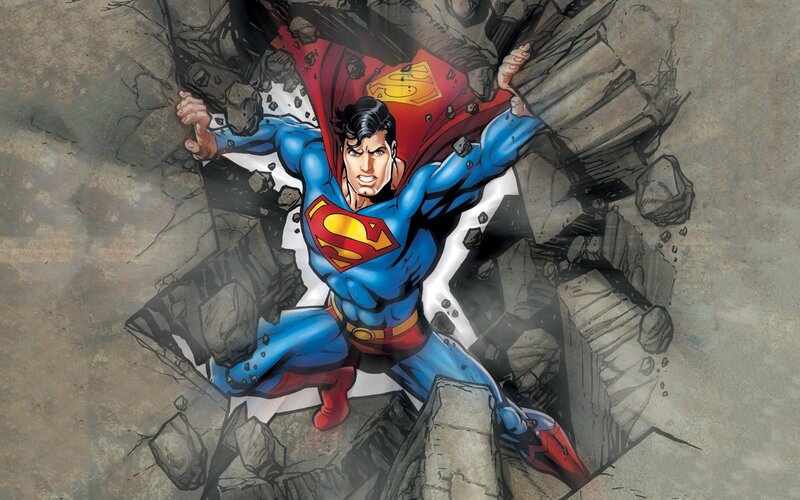 Superman Breaking Through Wall — Blue