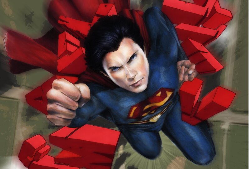 Superman Breaking Through Wall — Red