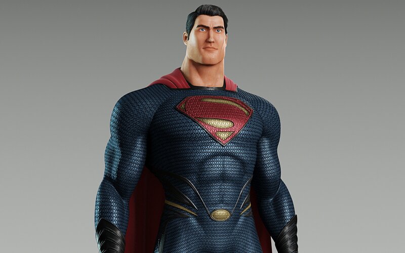 Superman Character — Blue, Heroic, 3d Render