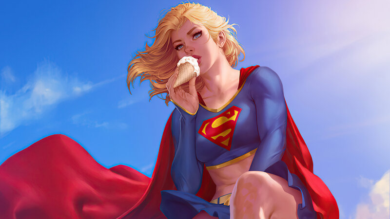 Superman Character Eating Ice Cream