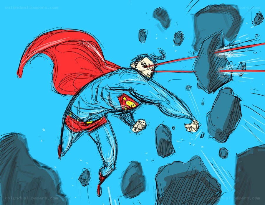 Superman deflecting lasers