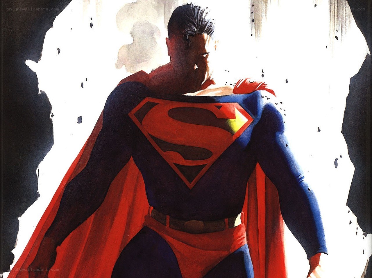Superman emerging from darkness