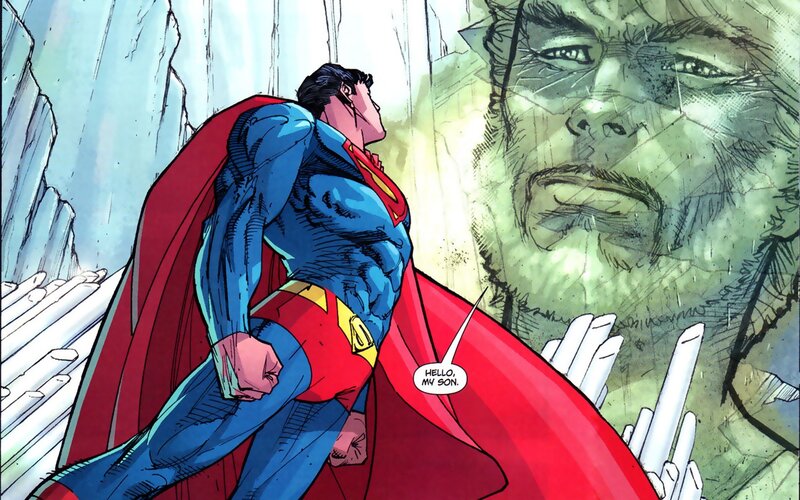 Superman Facing a Giant Face