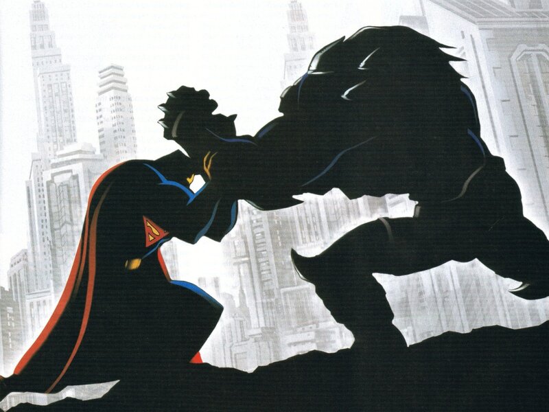 Superman Fighting a Monster — Black
