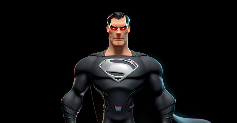 Superman Figure — Black, Dramatic, 3d Render