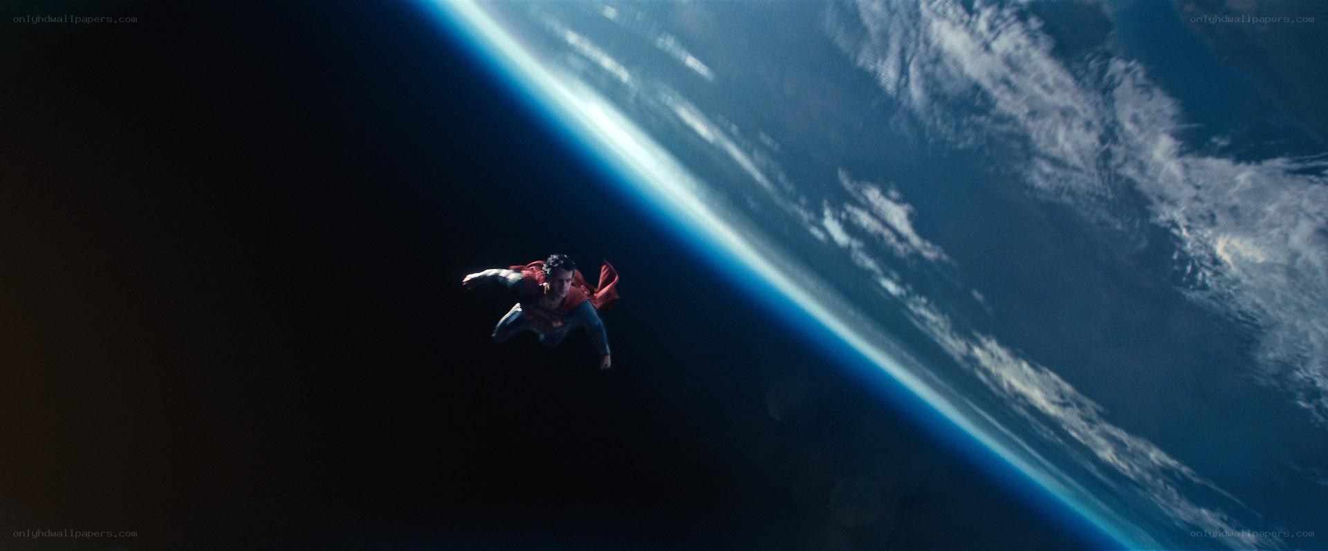 Superman flying above Earth