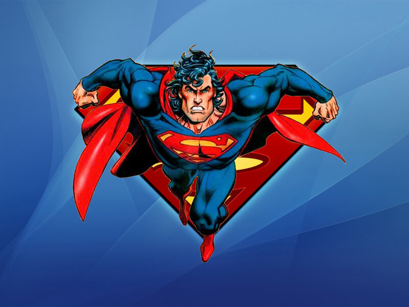 Superman Flying — Blue, Dramatic, Comic