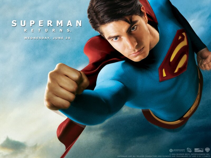 Superman Flying — Blue, Dramatic, Digital Art