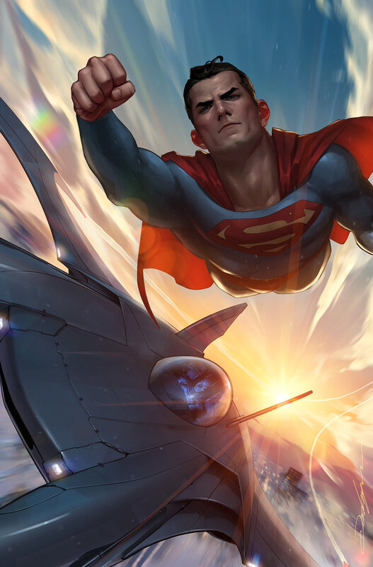 Superman Flying — Blue, Dramatic, Sunset