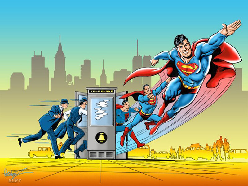 Superman Flying — Blue, Dynamic, Afternoon