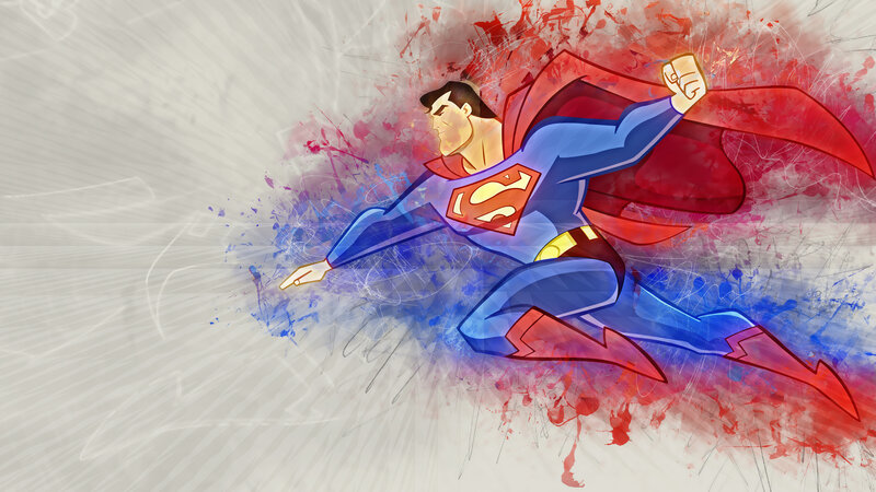 Superman Flying — Blue, Dynamic, Digital Art, Cape